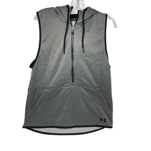 Under Armour Half Zip Hooded Grey Vest Sz‎ Small